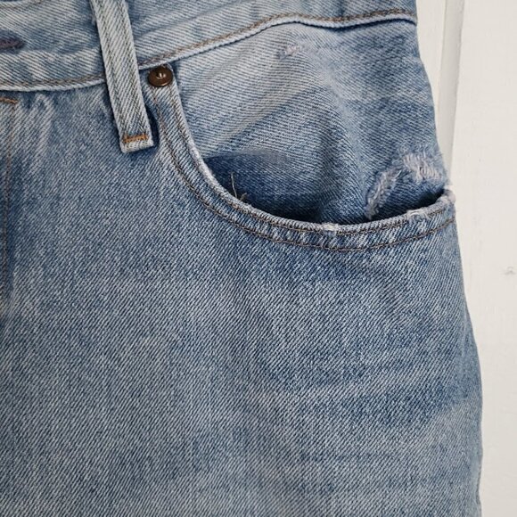 Levi's Button Fly 501 CT Ripped Jean Size 27 - Picture 3 of 14